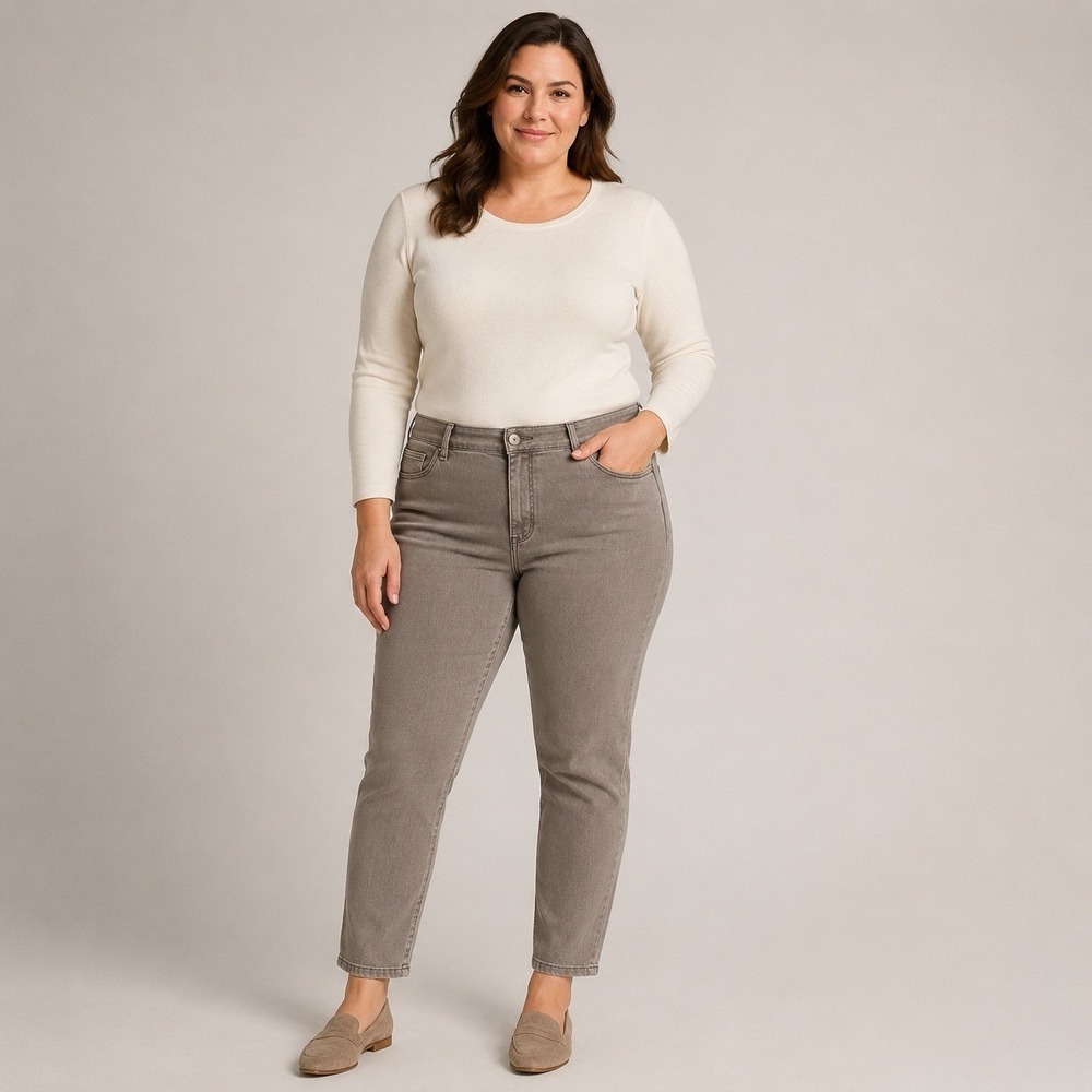 J Jill Denim Authentic Fit Slim Ankle Jeans Cocoa Brown Womens Size 14 Stretch‎